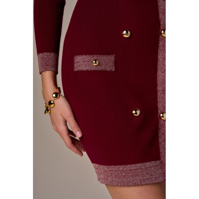 Abito corto doppiopetto lurex e bottoni