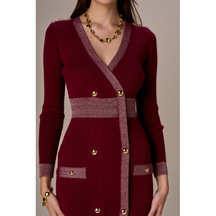 Abito corto doppiopetto lurex e bottoni