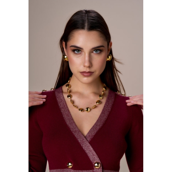 Abito corto doppiopetto lurex e bottoni