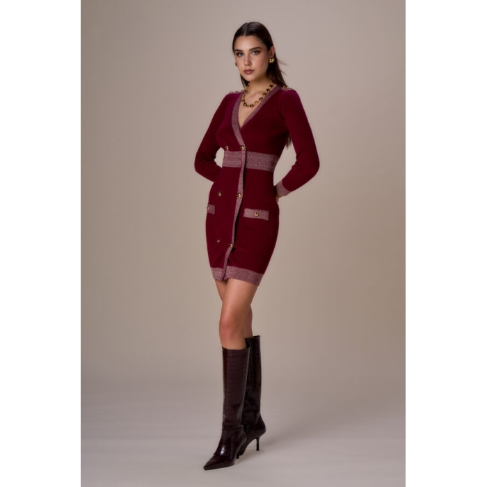 Abito corto doppiopetto lurex e bottoni