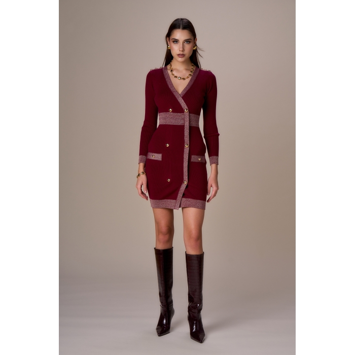 Abito corto doppiopetto lurex e bottoni