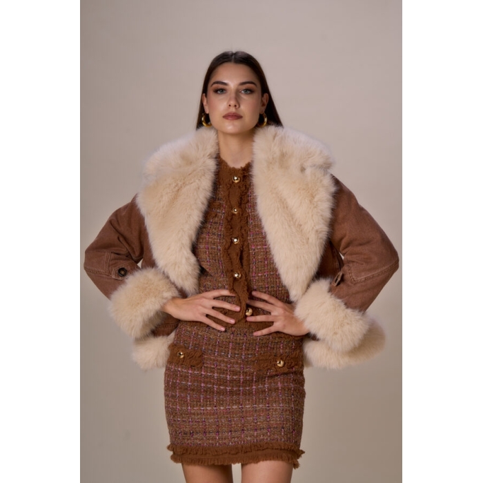 Giubbino jeans e simil pelliccia