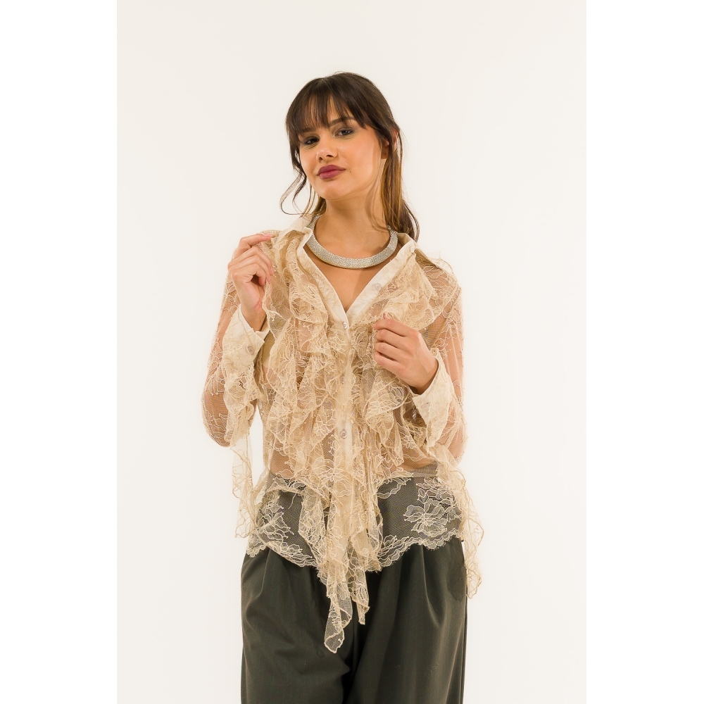 Camicia Rouches Pizzo Camicia Rouches Pizzo
