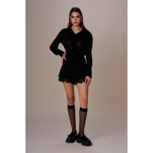 Camicia rouches diamanti