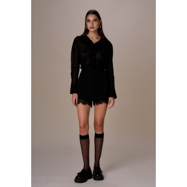 Camicia rouches diamanti