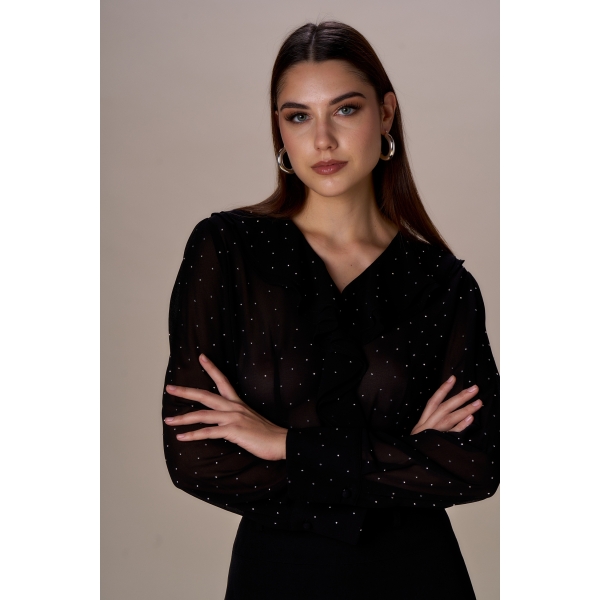 Camicia rouches diamanti
