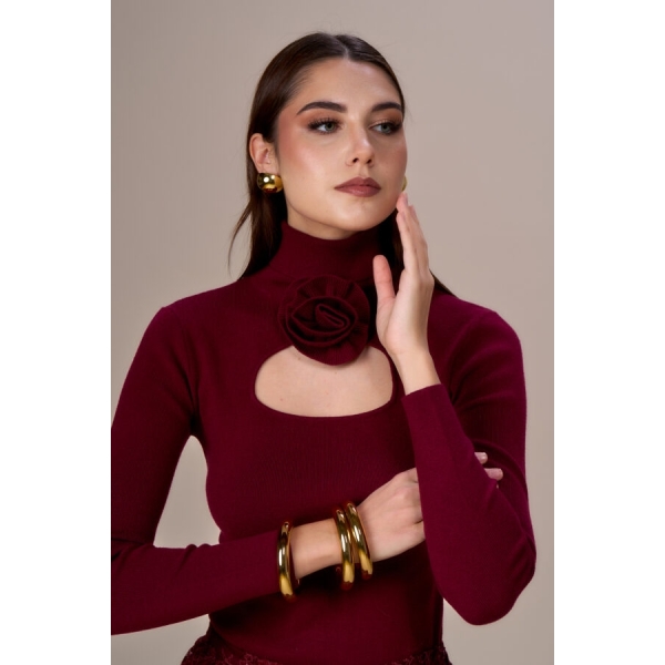 Maglia scollo rosa