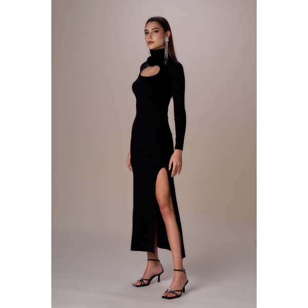 Abito cutout con rosa