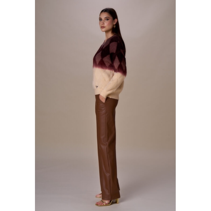 Maglia scollo V rombi sfumati