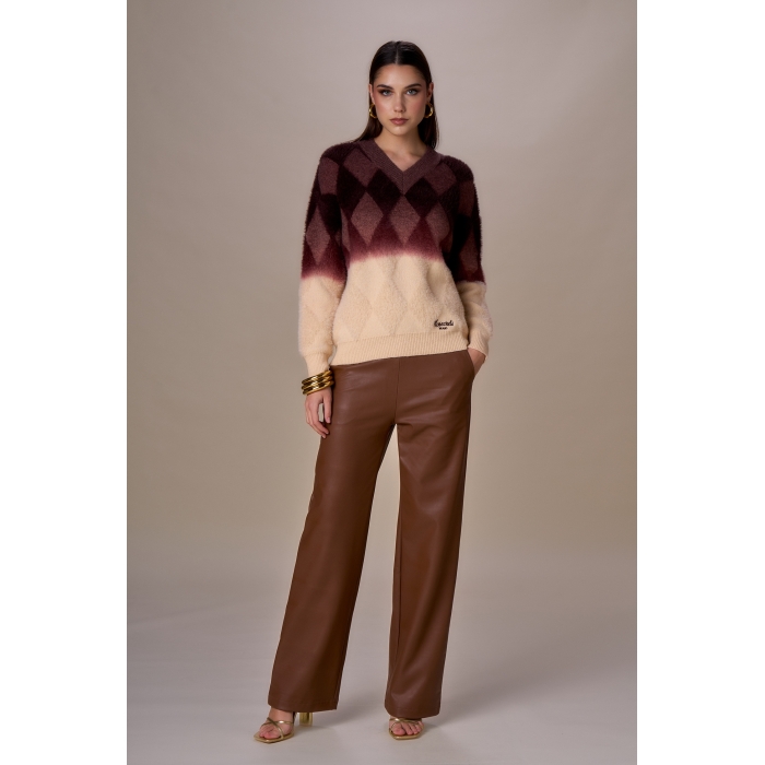 Maglia scollo V rombi sfumati