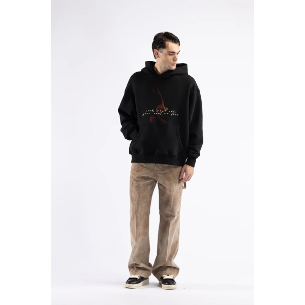 Felpa oversize stampa flame