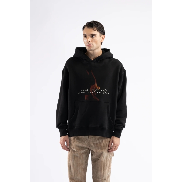 Felpa oversize stampa flame