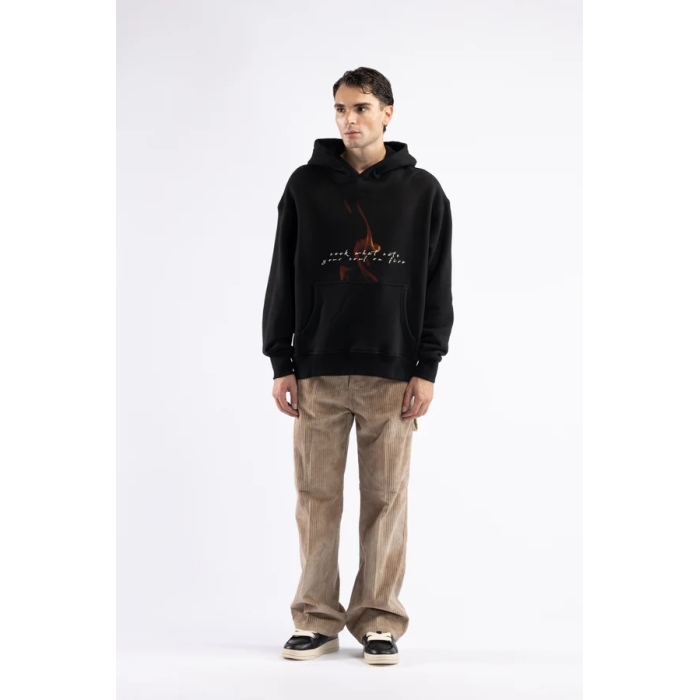 Felpa oversize stampa flame