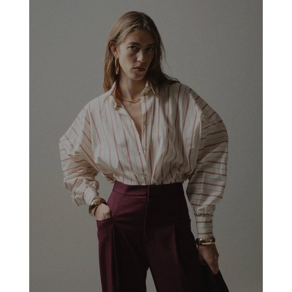 The Kim Top Cotton Stripe Butter/Red