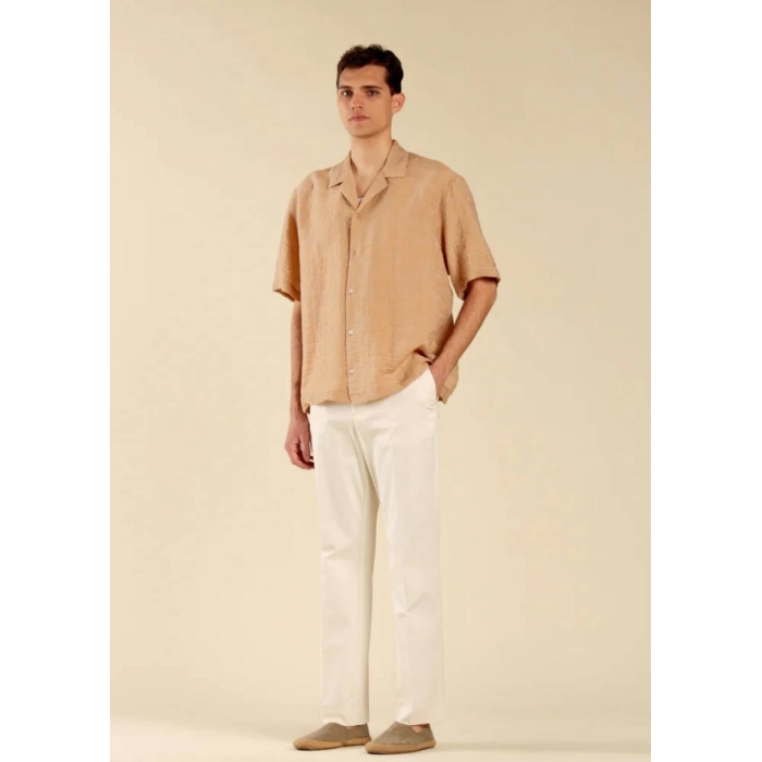 Camicia Jacquard collo bowling beige