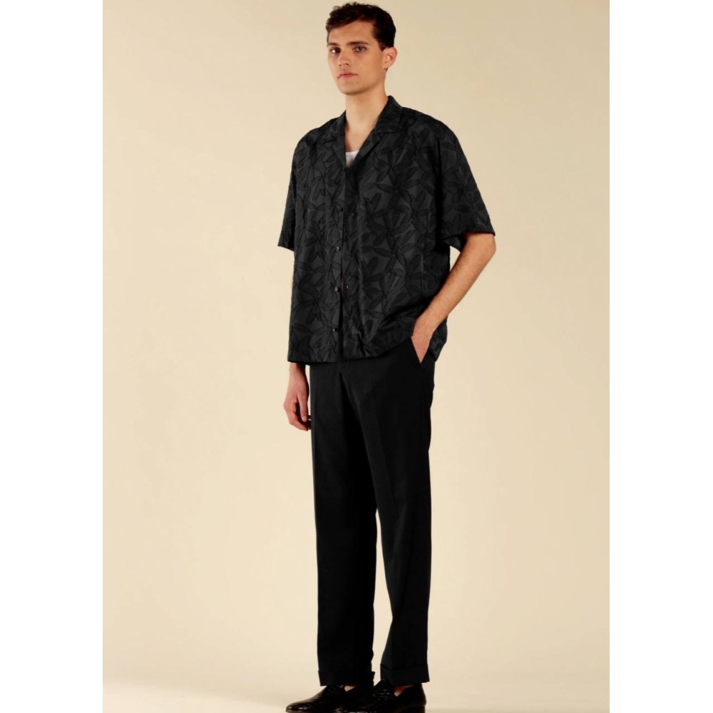 Camicia Jacquard Floreale black