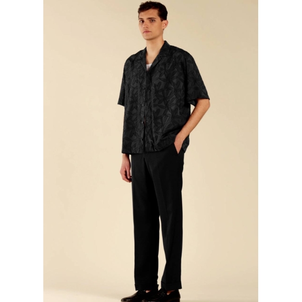 Camicia Jacquard Floreale black