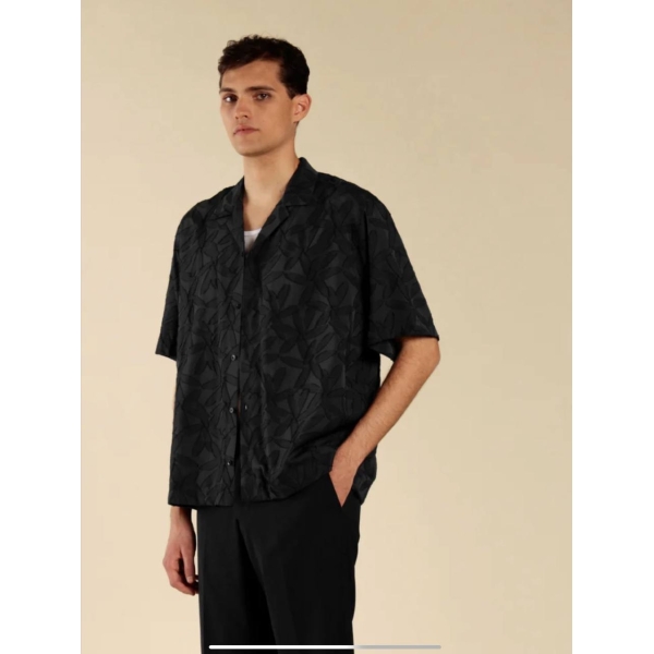Camicia Jacquard Floreale black
