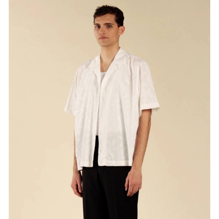 Camicia Jacquard Floreale bianco