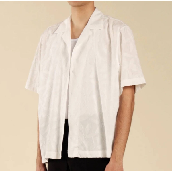 Camicia Jacquard Floreale bianco