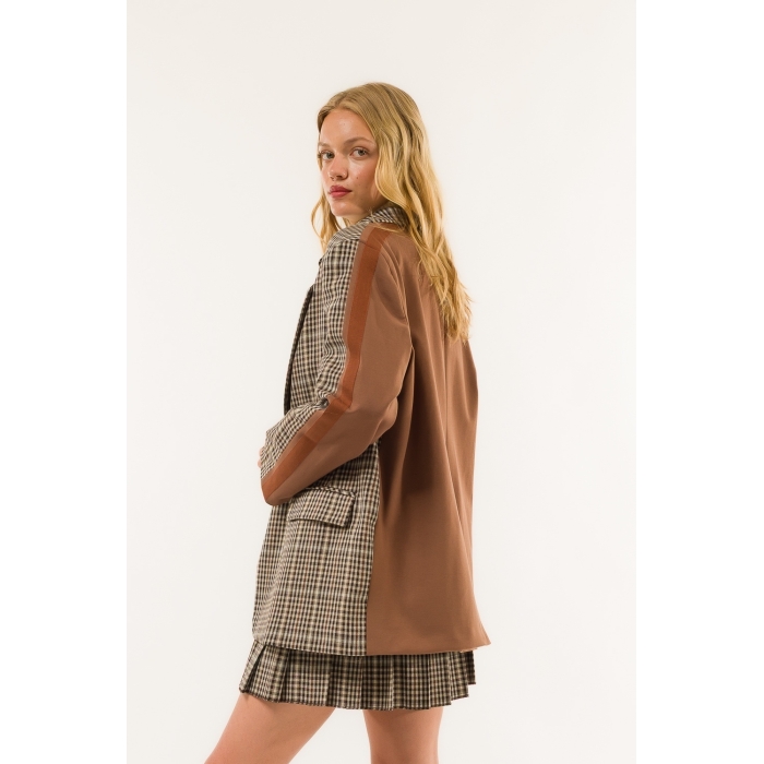 Giacca Over Quadri Patch Bande