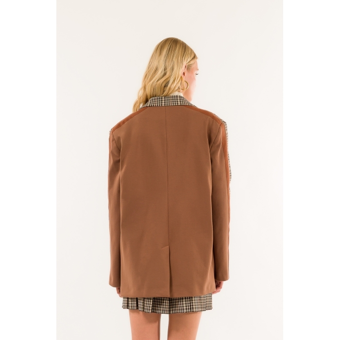 Giacca Over Quadri Patch Bande