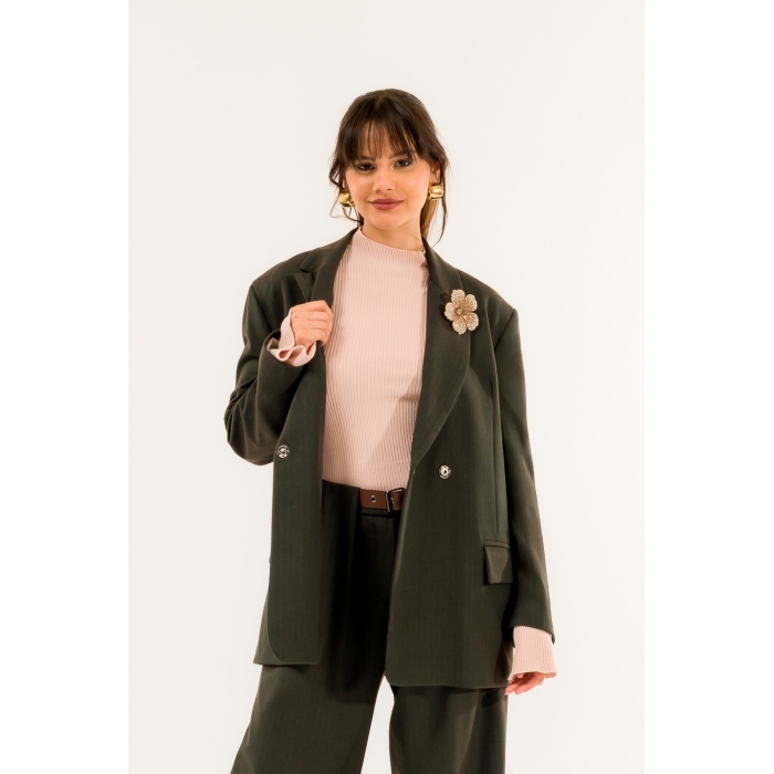 Giacca Gessato Spilla